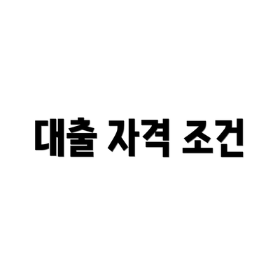대출 자격 조건
