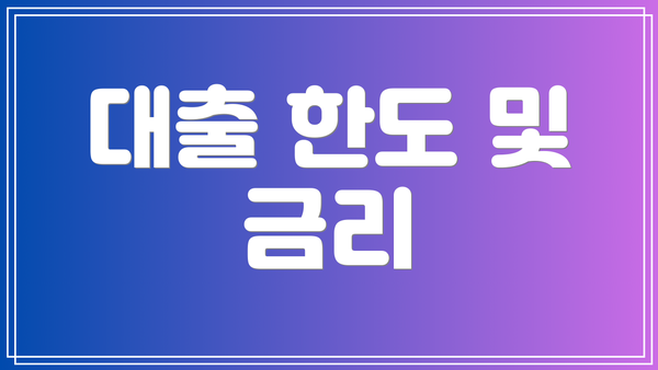 대출 한도 및 금리