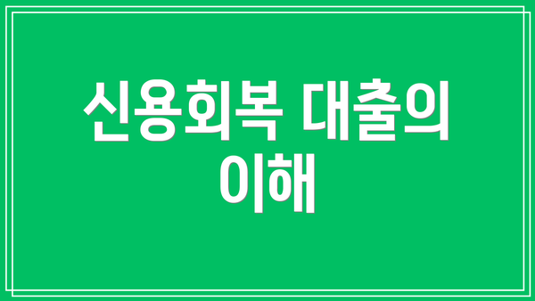 신용회복 대출의 이해