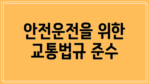 안전운전을 위한 교통법규 준수