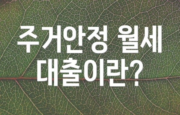 주거안정 월세 대출이란?