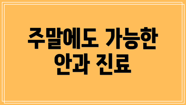 주말에도 가능한 안과 진료