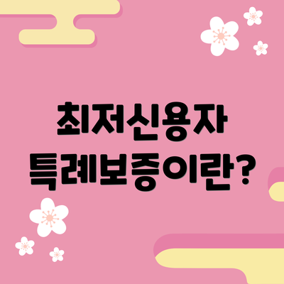 최저신용자 특례보증이란?