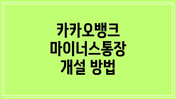 카카오뱅크 마이너스통장 개설 방법