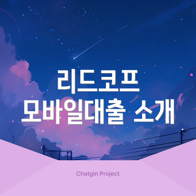 리드코프 모바일대출 소개