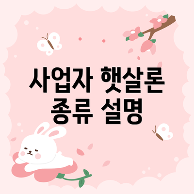 사업자 햇살론 종류 설명