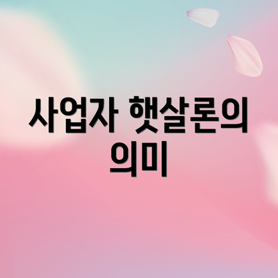 사업자 햇살론의 의미