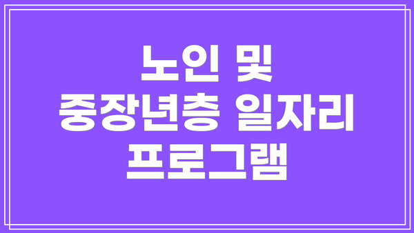 노인 및 중장년층 일자리 프로그램