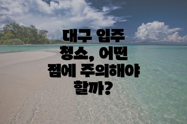 대구 입주 청소, 어떤 점에 주의해야 할까?