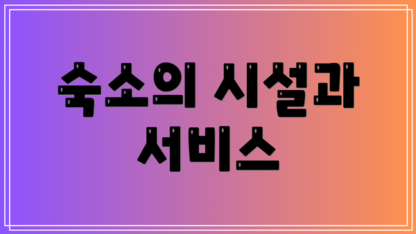 숙소의 시설과 서비스