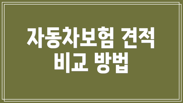 자동차보험 견적 비교 방법