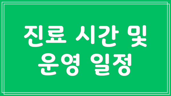 진료 시간 및 운영 일정
