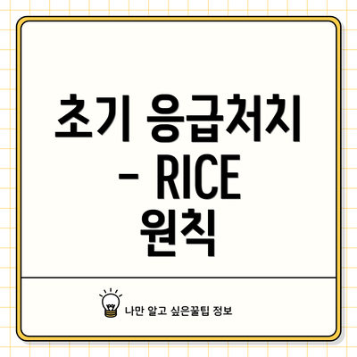 초기 응급처치 - RICE 원칙