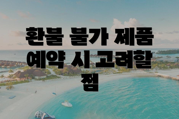 환불 불가 제품 예약 시 고려할 점