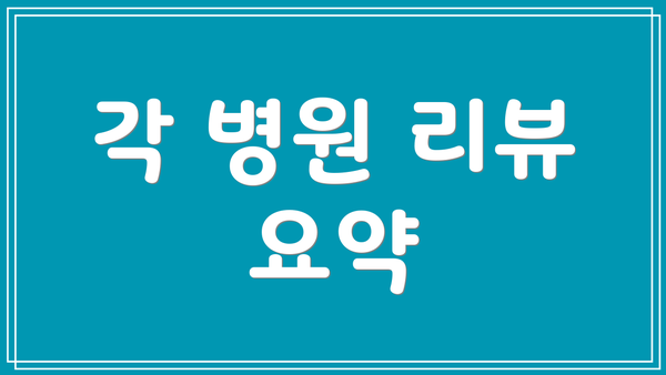 각 병원 리뷰 요약