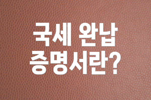국세 완납 증명서란?