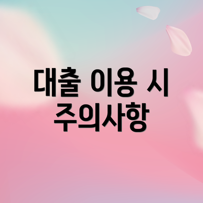 대출 이용 시 주의사항