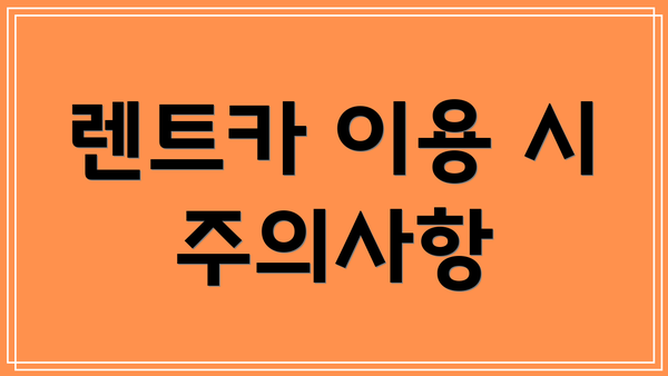렌트카 이용 시 주의사항