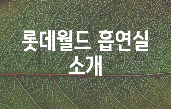 롯데월드 흡연실 소개