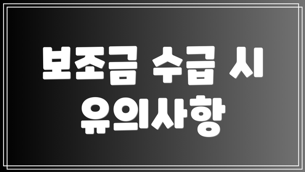 보조금 수급 시 유의사항