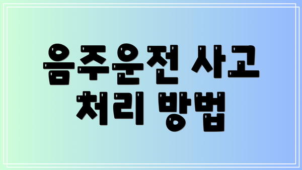 음주운전 사고 처리 방법