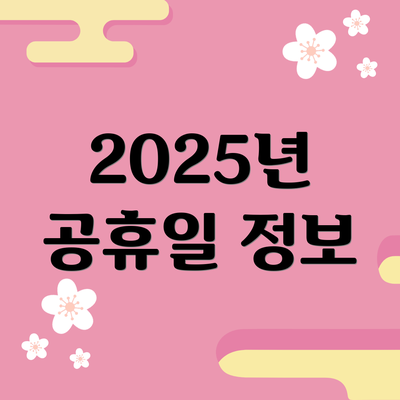 2025년 공휴일 정보
