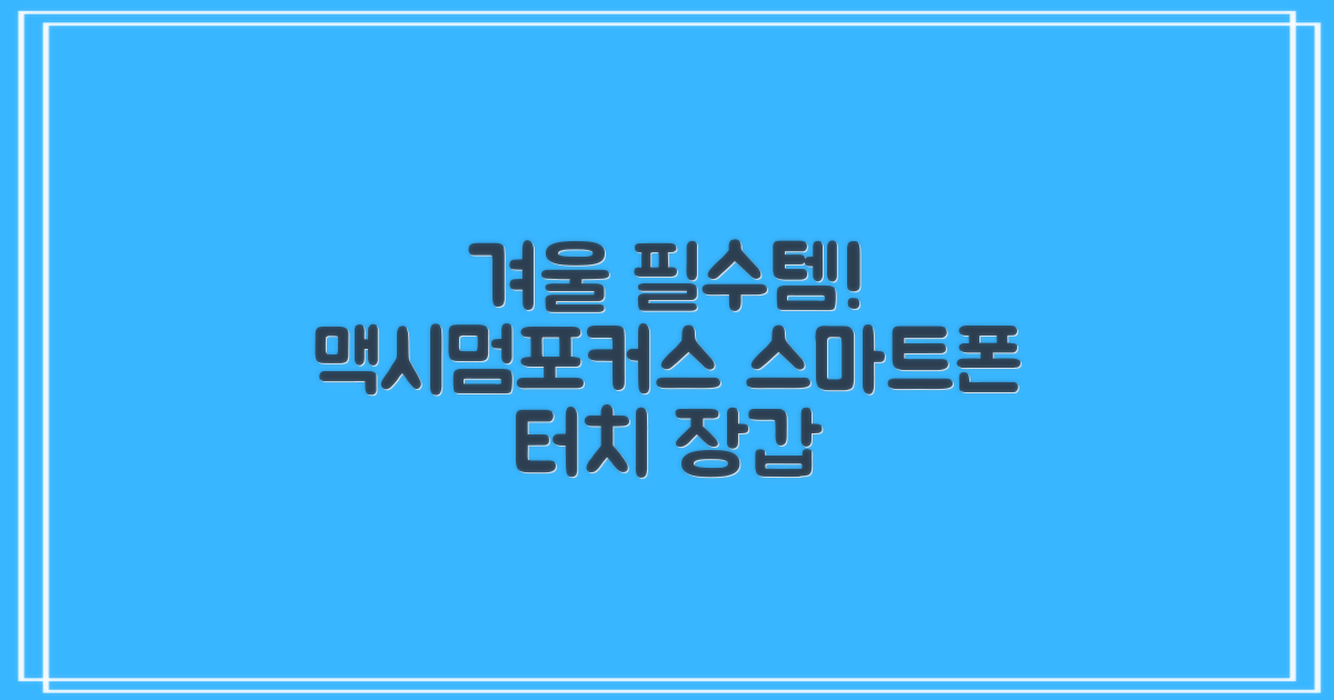 맥시멈포커스 스마트폰 터치 겨울 방한장갑 추천 리뷰