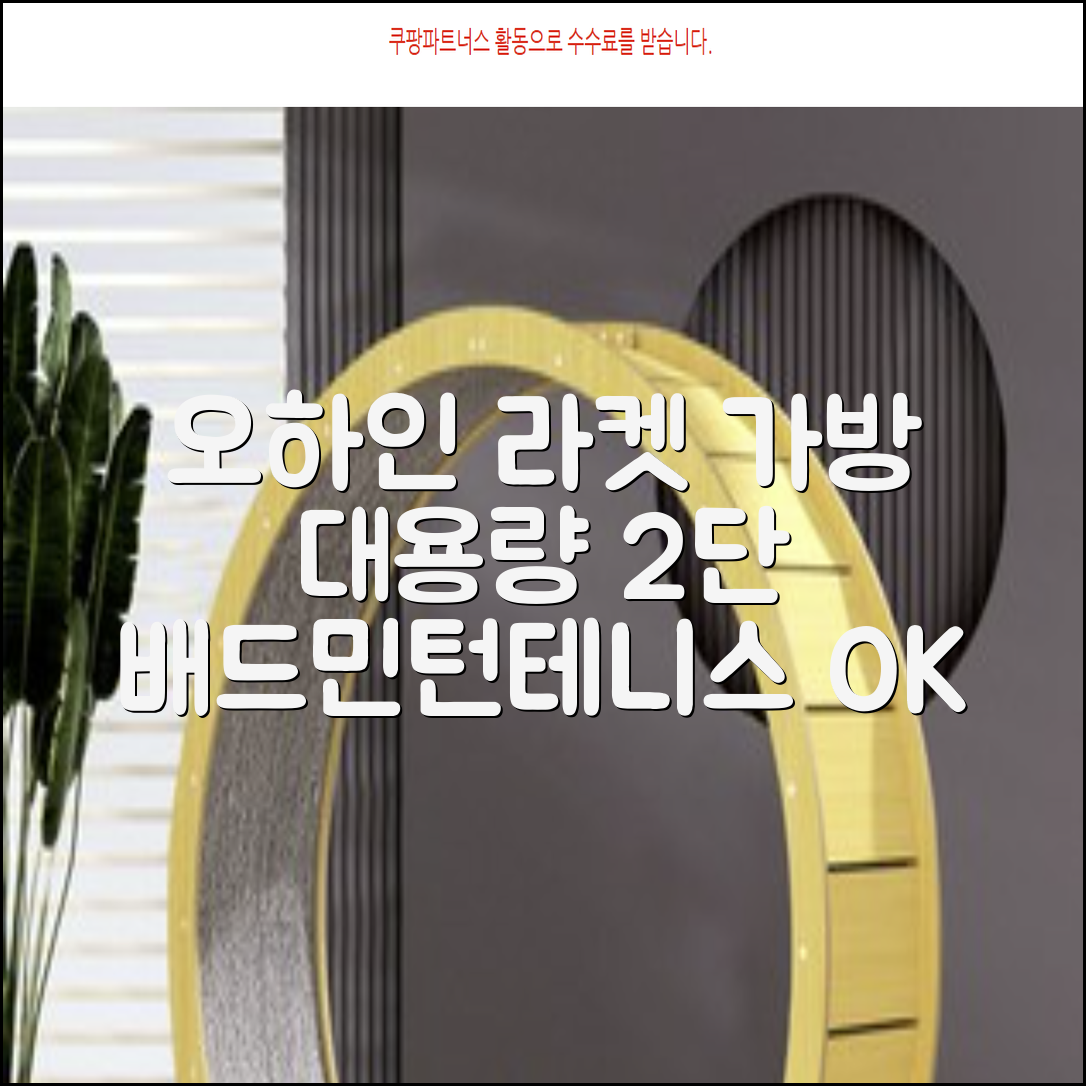 오하인 배드민턴 테니스 스쿼시 2단 대용량 라켓 가방, 블랙, 1개 추천 리뷰
